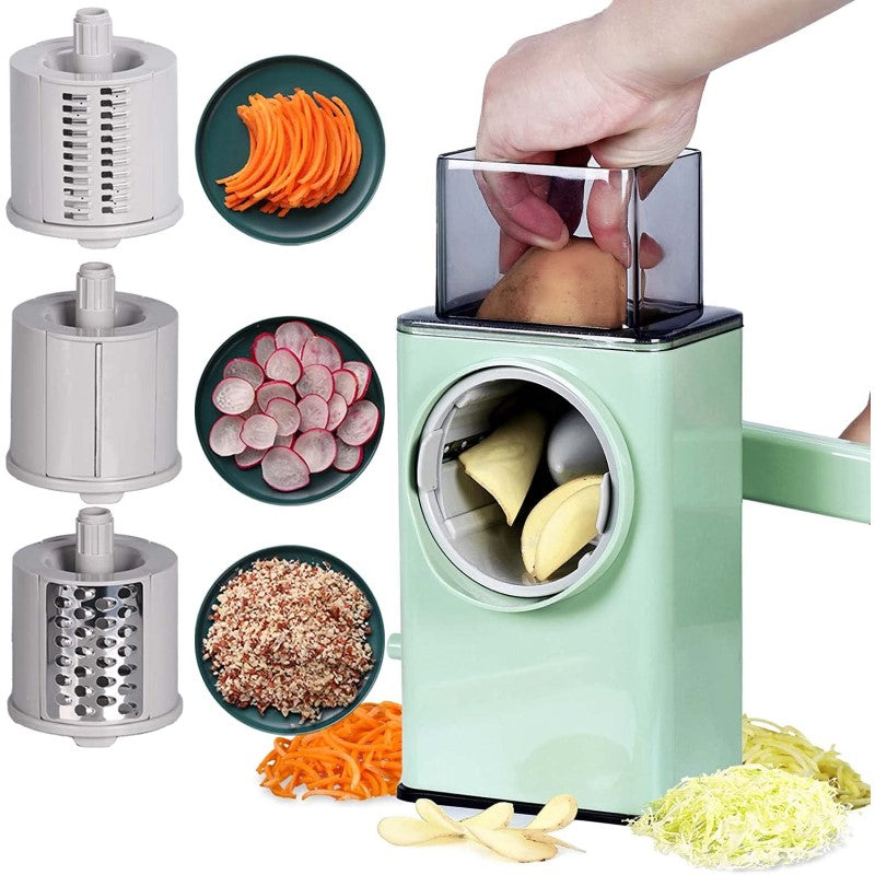 Multipurpose 3-in-1 Steel Food Chopper - Rotary Cheese Vegetable Slicer
