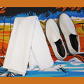 Loafers Leather Shoes - Slip-On + White Fabric For Shirt